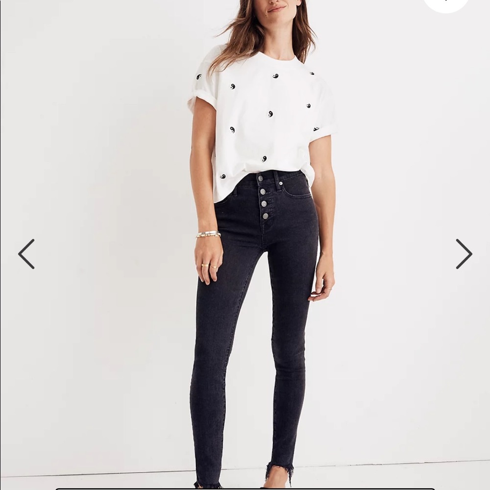 Madewell black skinny mid rise 9 inch jeans